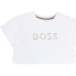 Camisetas blancas de algodón de algodón infantiles con logo HUGO BOSS BOSS para niña 
