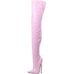 Botas altas rosas de goma con cremallera con tacón más de 9cm talla 45 para mujer 