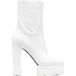 Botas blancas de goma de piel  rebajadas con tacón cuadrado con cremallera Casadei talla 40,5 para mujer 