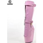 Botas altas rosas con tacón de cuña con cremallera con tacón más de 9cm talla 40 para mujer 
