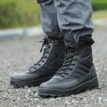 Botas negras de caucho con cremallera  de otoño militares para mujer 