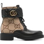 Botines negros de lona de piel con cordones con logo Gucci talla 36,5 para mujer 