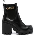 Botines negros de goma de piel con tacón de 7 a 9cm con logo Gucci talla 39 para mujer 