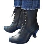 Botas negras de goma de caña baja  de primavera con cordones vintage lacado talla 42 para mujer 