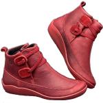 Sandalias rojas de piel tipo botín con tacón de cuña con cremallera vintage talla 43 para mujer 
