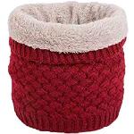 Pasamontañas rojos de lana de invierno con crochet para mujer 