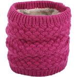 Gorras fucsia de lana con crochet para mujer 
