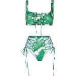 Bikinis verdes de poliamida talle alto rebajados con lazo para mujer 