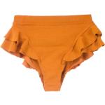 Bragas de bikini naranja de poliamida con volantes para mujer 