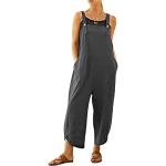 Pantalones premamá grises de lino tallas grandes sin mangas vintage talla 3XL para mujer 