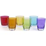 Copas multicolor de vidrio de agua aptas para lavavajillas Excelsa en pack de 6 piezas para 6 personas 