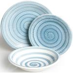 Vajillas azules celeste de cerámica aptas para lavavajillas Excelsa 20 cm de diámetro en pack de 18 piezas 