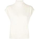 Jerséis blancos de lana de punto manga corta con cuello alto de punto BRUNELLO CUCINELLI con lentejuelas talla M para mujer 
