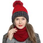 Bufandas rojas fluorescentes de lana de lana  de punto DonDon Talla Única para mujer 