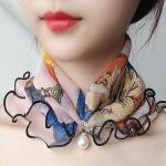 Bufandas de encaje de encaje con perlas para mujer 