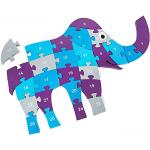 Puzzles azules de madera de madera con motivo de elefantes 