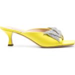 Sandalias amarillas de cuero de cuero con tacón de 5 a 7cm con logo Casadei talla 39 para mujer 