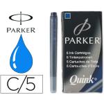 Caja de 5 recambios de tinta azul permanente Parker Quink