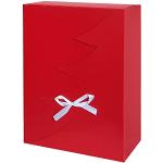 Caja de regalo para árbol de Navidad impresa en rojo premium, 24 unidades, 35 x 25 x 15 cm, diseño de la UE registrado, cinta de satén, solución de embalaje sostenible