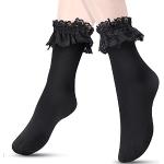 Calcetines cortos negros de terciopelo de encaje con volantes talla XL para mujer 