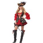 Disfraces rojos de terciopelo de pirata de punto California Costumes talla M para mujer 