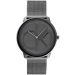 Relojes grises de acero inoxidable de pulsera rebajados Cuarzo malla analógicos con logo Calvin Klein para mujer 