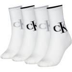 Calvin Klein Crew Calcetines, Blanco/Black, Talla única (Pack de 4) Women