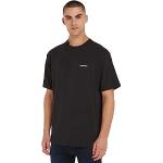 Camisetas negras de algodón de manga corta rebajadas manga corta con cuello redondo informales con logo Calvin Klein talla XL para hombre 