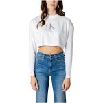 Camisetas blancas de algodón de manga larga de verano manga larga Calvin Klein Jeans con lentejuelas talla S para mujer 