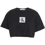 Camisetas orgánicas negras de algodón de manga corta manga corta con cuello redondo de punto Calvin Klein Jeans talla L de materiales sostenibles para mujer 