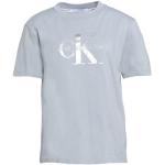 Camisetas orgánicas grises de algodón de manga corta rebajadas manga corta con cuello redondo de punto Calvin Klein Jeans talla XS de materiales sostenibles para mujer 