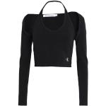 Camisetas negras de algodón de manga larga manga larga de punto Calvin Klein Jeans talla XS para mujer 