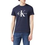 Camisetas azules celeste de manga corta rebajadas manga corta con logo Calvin Klein Jeans talla L para hombre 