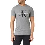 Camisetas grises de manga corta rebajadas manga corta con logo Calvin Klein Jeans talla L para hombre 