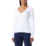 Camisetas blancas de algodón de cuello pico rebajadas manga larga de punto Calvin Klein Jeans talla L para mujer 