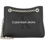 Bandoleras negras de sintético de asas largas  rebajadas con logo Calvin Klein Jeans 
