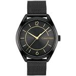 Relojes negros de acero inoxidable de pulsera Cuarzo malla analógicos Calvin Klein para mujer 