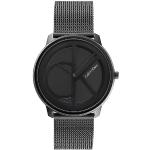 Relojes negros de acero inoxidable de pulsera rebajados Cuarzo malla analógicos con logo Calvin Klein para mujer 