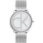 Relojes plateado de acero inoxidable de pulsera rebajados Cuarzo malla analógicos con logo Calvin Klein para mujer 