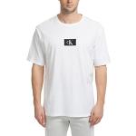 Camisetas blancas de pijama  rebajadas manga corta con cuello redondo con logo Calvin Klein talla L para hombre 