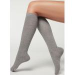 Calcetines largos grises de algodón Calzedonia para mujer 