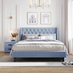 Conjunto azules de lino dormitorio rebajados modernos acolchados 