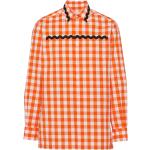 Camisas naranja de algodón de manga larga manga larga a cuadros Prada para hombre 