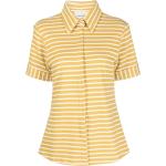 Camisas amarillas de algodón de manga corta manga corta marineras con rayas para mujer 