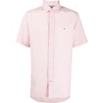 Camisas rosas de algodón de lino  rebajadas manga corta marineras con logo Tommy Hilfiger Sport talla S para hombre 