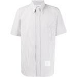 Camisas grises de algodón de manga corta manga corta marineras con logo Thom Browne para hombre 