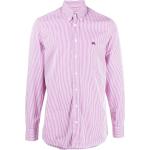 Camisas rosas de algodón de manga larga manga larga marineras con logo Etro para hombre 