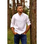 Camisas blancas de lino de lino  con cuello alto étnicas talla L para hombre 