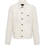 Camisas blancas de algodón de manga larga manga larga con logo Prada para hombre 