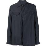 Camisas azul marino de tencel de manga larga rebajadas manga larga Armani Giorgio Armani para hombre 